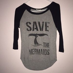 ‘Save The Mermaids’ Grey Baseball Tee